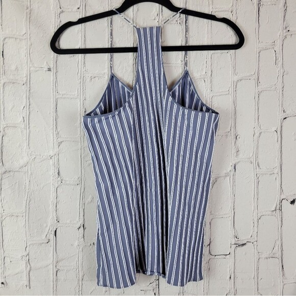 Tibi Classic Cami blue white stripe textured spaghetti strap cami top - Picture 8 of 14